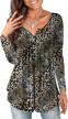 plus size tunic tops for women - jesdani long sleeve henley v neck floral printed shirts logo