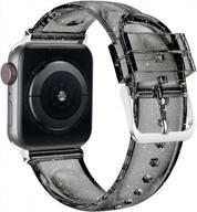 ремешок для apple watch 45 мм, 44 мм, 42 мм - мягкий силиконовый ремешок премиум-класса с прозрачным блеском для серии 7 se 6/5/4/3/2/1 для женщин и девочек, wolait (черный / серебристый) логотип