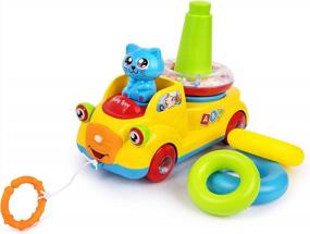 img 4 attached to Playkidz Stackable Rings Stacker And Pull Along Toy Bus For Toddlers, Ring Stacking Toy - Pull Along Car For Babies, Sensory And Educational Toy For Toddlers