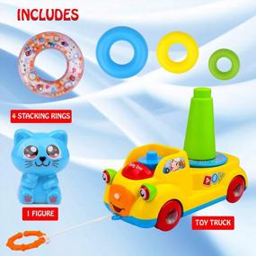 img 3 attached to Playkidz Stackable Rings Stacker And Pull Along Toy Bus для малышей, игрушка для укладки колец - машина для малышей, сенсорная и развивающая игрушка для малышей