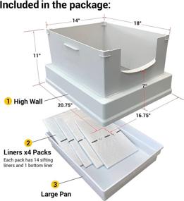 img 1 attached to 🐾 SpeedySift V2 Deluxe Large Cat Litter Box with 56 Standard Disposable Sifting Liners, 11 inch ABS+ PP High Sides, in White Color