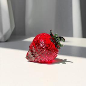 img 3 attached to LONGWIN Crystal Mini Strawberry Collectible Figurines Paperweight Glass Fruit Decor Tabletop Centerpiece Ornaments Home Gift For Christmas Day, Birthday