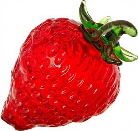 img 4 attached to LONGWIN Crystal Mini Strawberry Collectible Figurines Paperweight Glass Fruit Decor Tabletop Centerpiece Ornaments Home Gift For Christmas Day, Birthday