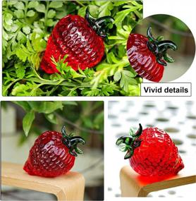 img 2 attached to LONGWIN Crystal Mini Strawberry Collectible Figurines Paperweight Glass Fruit Decor Tabletop Centerpiece Ornaments Home Gift For Christmas Day, Birthday