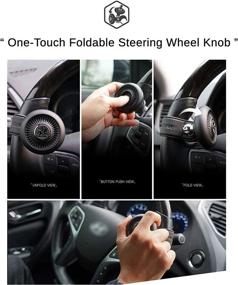img 1 attached to GotoShop Blacksuit Car Steering Wheel One-Touch Foldable Knob Leather Power Handle Spinner Suicide Accessory Knob For Car Vehicle Truck