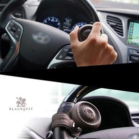 img 3 attached to GotoShop Blacksuit Car Steering Wheel One-Touch Foldable Knob Leather Power Handle Spinner Suicide Accessory Knob For Car Vehicle Truck