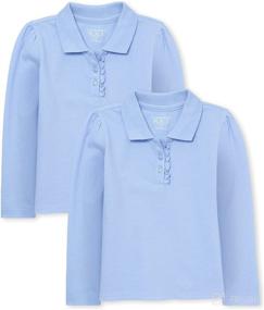 img 3 attached to Adorable Long Sleeve Ruffle Pique Polo for Baby Girls and Toddlers at The Children's Place