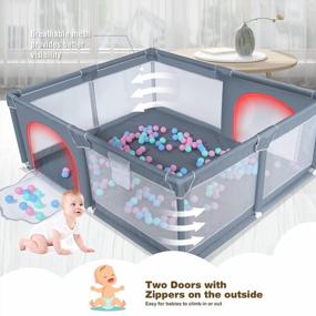 img 1 attached to Extra Large 71X59 Inches Baby Playpen, Foldable Toddler Activity Center With Safety Gates And Breathable Mesh For Indoor & Outdoor Use