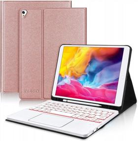 img 4 attached to KVAGO Touchpad Keyboard Case For IPad 9Th/8Th/7Th Generation, IPad Air 3, Pro 10.5 - 7 Color Backlit - Built-In Pencil Holder - Detachable, Wireless Backlit Keyboard - Rose Gold
