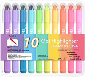 img 4 attached to Tebik Gel Highlighter, 10 Colors Bible Safe Highlighter Study Kit, Highlighters Assorted Colors, Twistable Design, No Bleeding Great For Journaling, Highlighting And Study