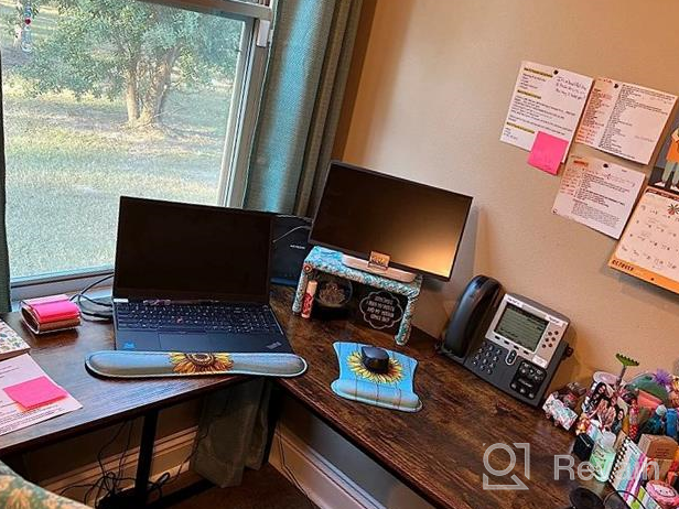 img 1 attached to Cherry SHW Home Office 55"X60" Large L Shaped Corner Desk - Perfect For Your Home Office! review by Kyle Fachini