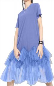 img 3 attached to Women'S Short Sleeve Casual Creweck Tutu Tulle Dress By Ellazhu - GY2266