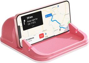 img 4 attached to 📱 Loncaster Car Phone Holder: Slip-Free Pink Silicone Mat for Various Dashboards & Desks, Compatible with iPhone, Samsung & Android Smartphones, GPS Devices, and More