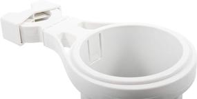 img 3 attached to Camco Small Clamp Mounted Cup Holder - Securely Holds Beverages, Fits 1-1/4-Inch Rail - White (53086)