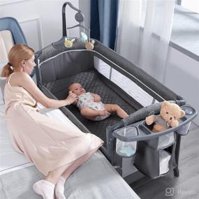 img 4 attached to 👶 BabyBond Baby Bassinet Bedside Crib: Portable Playard with Changing Table, Music Mobile & Sheet - Newborn to Toddler