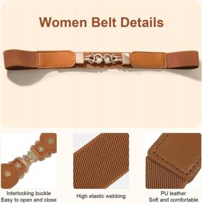 img 1 attached to Women'S Retro Elastic Belts With Metal Buckle - 2 Pack Stretchy Skinny Waist Belt For Dresses