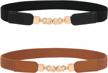 women's retro elastic belts with metal buckle - 2 pack stretchy skinny waist belt for dresses logo