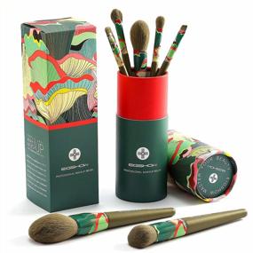 img 4 attached to 7-Piece Eco-Friendly Makeup Brush Set With 2 Cup Box For Flawless Face And Eye Looks - Vegan And Cruelty-Free Synthetic Bristles