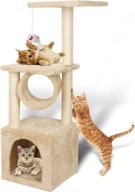 🐱 deluxe 36inch cat tree climbing tower condo: sisal scratching posts, kitten playhouse, tunnel & mouse toy logo