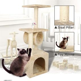 img 1 attached to 🐱 Deluxe 36inch Cat Tree Climbing Tower Condo: Sisal Scratching Posts, Kitten Playhouse, Tunnel & Mouse Toy