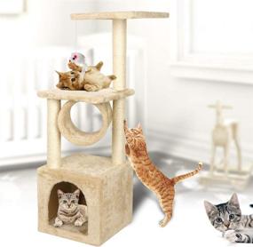 img 3 attached to 🐱 Deluxe 36inch Cat Tree Climbing Tower Condo: Sisal Scratching Posts, Kitten Playhouse, Tunnel & Mouse Toy