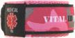 stay safe with the vital id medical id wrist band - youth in eye-catching camo pink logo