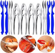 🦞 12 piece seafood tool set, lobster crackers and picks, including 4 forks, 4 crab crackers, 4 lobster shellers with bag logo