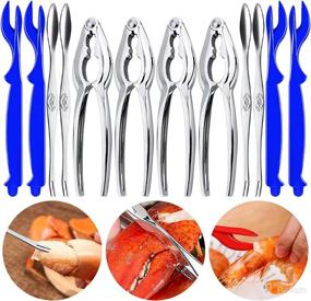 img 4 attached to 🦞 12 Piece Seafood Tool Set, Lobster Crackers and Picks, Including 4 Forks, 4 Crab Crackers, 4 Lobster Shellers with Bag