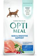 🐱 optimeal skin & sensitive stomach cat food - proudly ukrainian - healthy cat food dry salmon and brown rice recipe with immunity support - skin & digestive support for adult cats logo