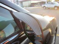 🌧️ two piece carbon fiber black mirror rain visor guard for enhanced automotive protection by true line automotive logo