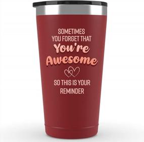 img 4 attached to Motivational Tumbler For Women – "Don'T Forget Your Awesomeness" Red Tumbler – Perfect Thank You Gift For Colleagues And Bosses - Thoughtful Inspirational Gift For Bestie Women - 16 Oz Mug