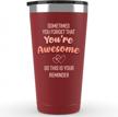 motivational tumbler for women – "don't forget your awesomeness" red tumbler – perfect thank you gift for colleagues and bosses - thoughtful inspirational gift for bestie women - 16 oz mug logo