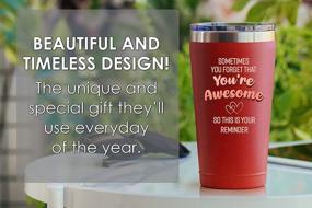 img 1 attached to Motivational Tumbler For Women – "Don'T Forget Your Awesomeness" Red Tumbler – Perfect Thank You Gift For Colleagues And Bosses - Thoughtful Inspirational Gift For Bestie Women - 16 Oz Mug