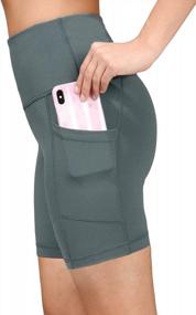 img 4 attached to Yogalicious High Waist Squat Proof Biker Shorts With Side Pockets - 3.5", 5", 7", 9