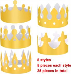 img 2 attached to SIQUK 25-Piece Golden Paper Crowns For Birthday Parties And Events, Perfect For Kids And Adults, Gold Party Hats And King Crowns Made Of Quality Paper