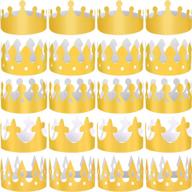 siquk 25-piece golden paper crowns for birthday parties and events, perfect for kids and adults, gold party hats and king crowns made of quality paper logo