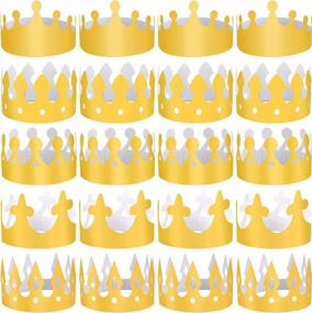 img 4 attached to SIQUK 25-Piece Golden Paper Crowns For Birthday Parties And Events, Perfect For Kids And Adults, Gold Party Hats And King Crowns Made Of Quality Paper