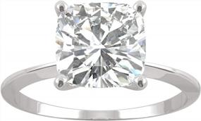 img 4 attached to Lab-Grown 14K White Gold Cushion Cut Engagement Ring With 2.4CT Moissanite By Charles & Colvard