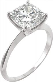 img 3 attached to Lab-Grown 14K White Gold Cushion Cut Engagement Ring With 2.4CT Moissanite By Charles & Colvard