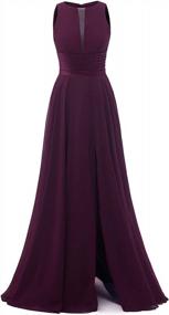 img 4 attached to Long Chiffon High Neck Prom Dress With Slit - Perfect For Bridesmaids, Weddings, And Formal Evenings