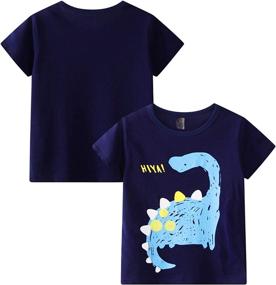 img 1 attached to DEEKEY Toddler Dinosaur Crewneck T Shirts: Boys' Tops, Tees & Shirts Collection