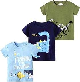 img 4 attached to DEEKEY Toddler Dinosaur Crewneck T Shirts: Boys' Tops, Tees & Shirts Collection