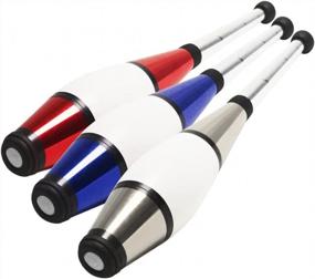 img 4 attached to Zeekio Pegasus Juggling Clubs Set Of 3 - Beginner To Pro, Premium Quality Blue Red Silver