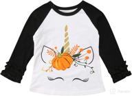 👶 cute and stylish infant baby girl long sleeve ruffle t shirts - perfect for halloween, christmas, and thanksgiving - high-quality cotton tops logo