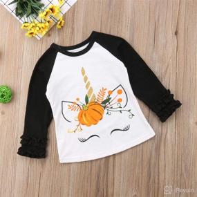 img 3 attached to 👶 Cute and Stylish Infant Baby Girl Long Sleeve Ruffle T Shirts - Perfect for Halloween, Christmas, and Thanksgiving - High-Quality Cotton Tops