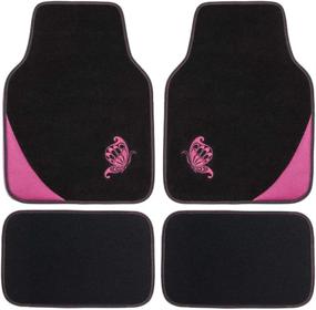img 2 attached to Flying Banner Universal Fit Embroidery Butterfly Car Floor Mats Universal Fit For SUV Interior Accessories for Floor Mats & Cargo Liners