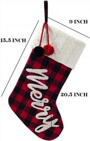 img 3 attached to 🎅 Classically Festive: HAUMENLY Red and Black Plaid Christmas Stocking with Merry Embroidery and Pompons