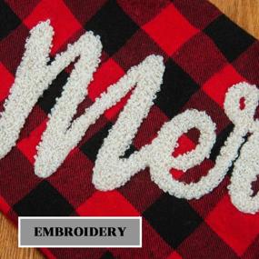 img 1 attached to 🎅 Classically Festive: HAUMENLY Red and Black Plaid Christmas Stocking with Merry Embroidery and Pompons