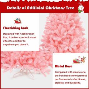 img 1 attached to Goplus Pink Unlit Artificial Christmas Tree 7.5Ft Hinged Spruce Full Tree With Metal Stand, 100% New PVC Material Xmas Decoration For Indoor And Outdoor