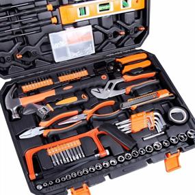 img 3 attached to 168-Piece General Household Tool Set Kit With Plastic Storage Case In Bright Orange By CARTMAN